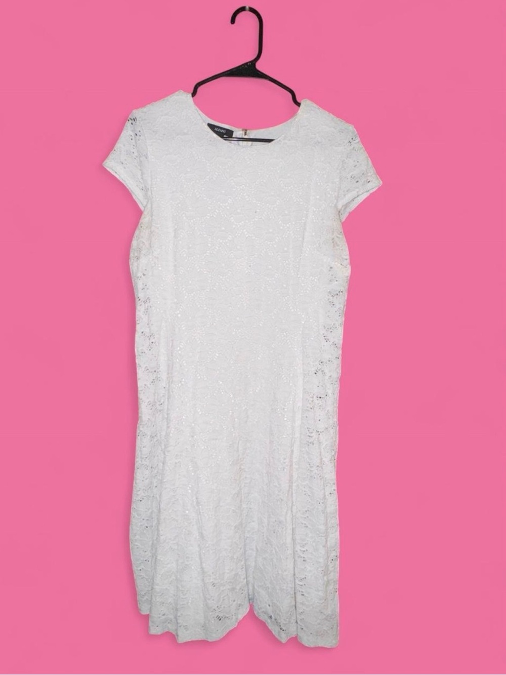 Alfani White Lace Dress with Short Sleeves